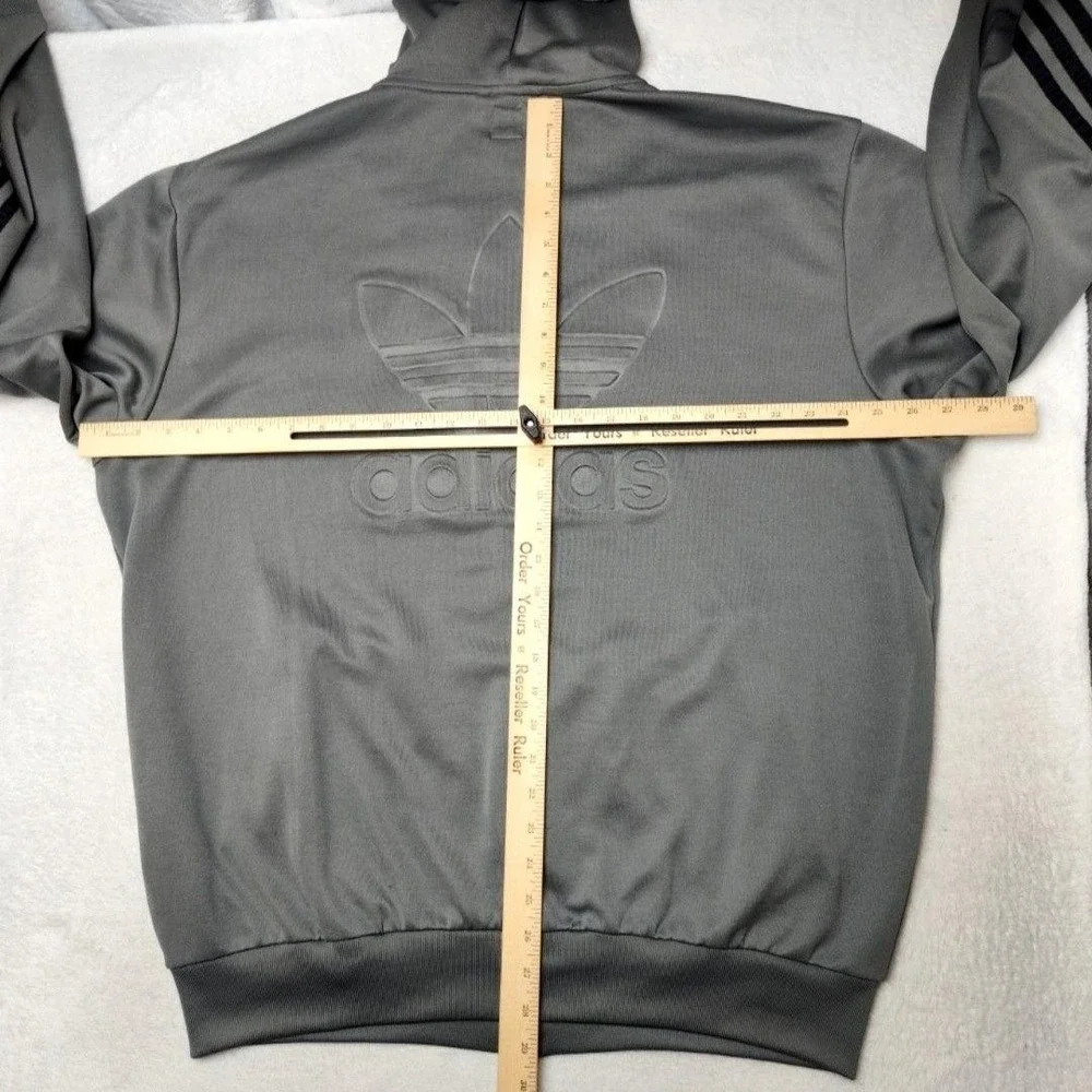 Adidas Track Jacket Mens 3XL Gray Full Zip Pockets Originals Trefoil Sweatshirt